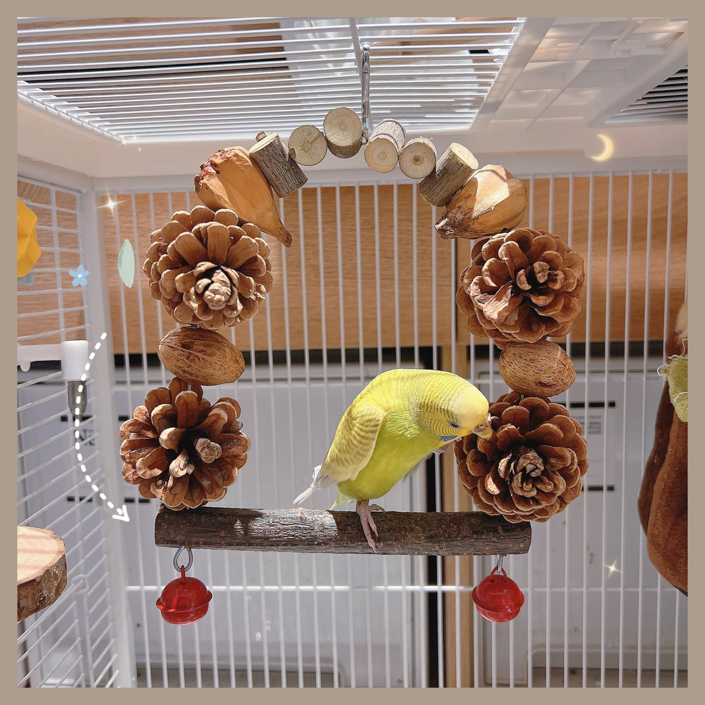 The "Forest Feast" Arch Swing – Pine Cone, Corn & Nut Chewing Gym