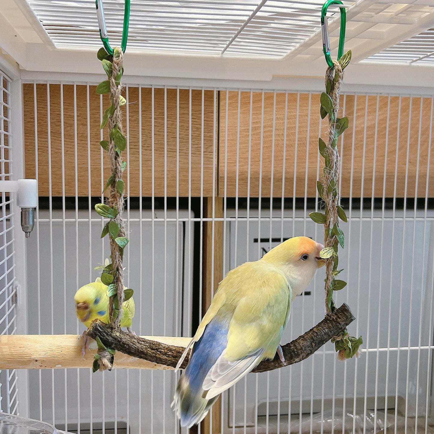 The "Forest Breeze" Natural Branch Swing – Rustic Cage Perch & Decor