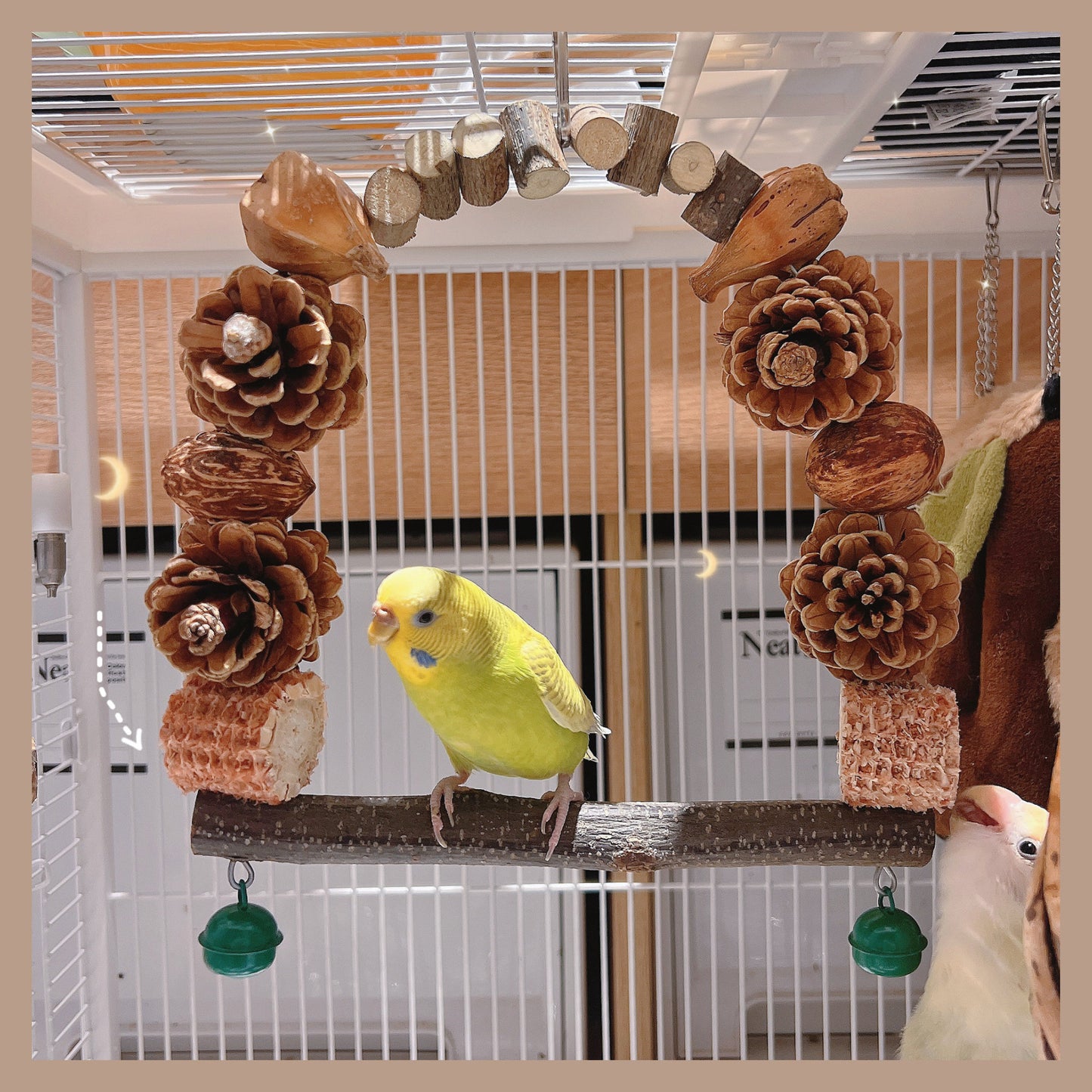 The "Forest Feast" Arch Swing – Pine Cone, Corn & Nut Chewing Gym