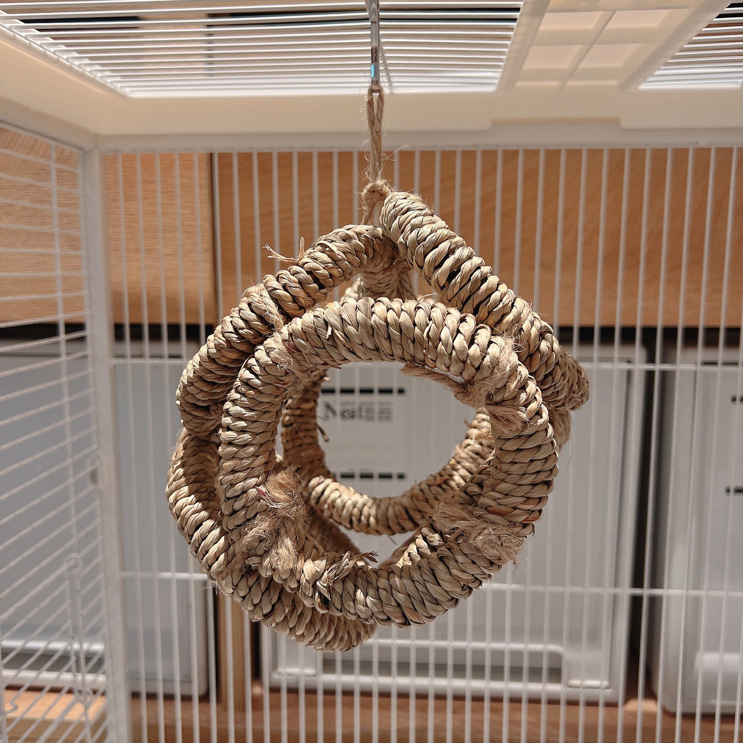 The "Cozy Hideout" Woven Seagrass Swing – Natural Shred, Climb & Sleep Ring