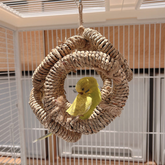 The "Cozy Hideout" Woven Seagrass Swing – Natural Shred, Climb & Sleep Ring