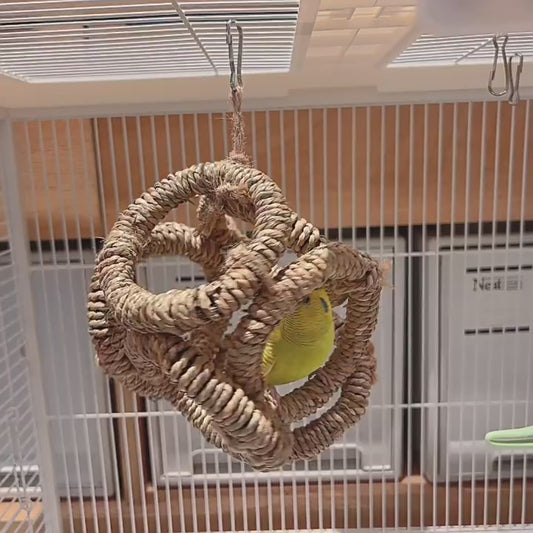 The "Cozy Hideout" Woven Seagrass Swing – Natural Shred, Climb & Sleep Ring